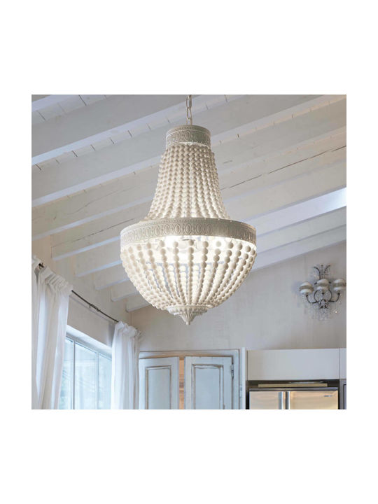 Ideal Lux Monet SP6 Πολυέλαιος 6xE14 με Ξύλο Λευκός 162751